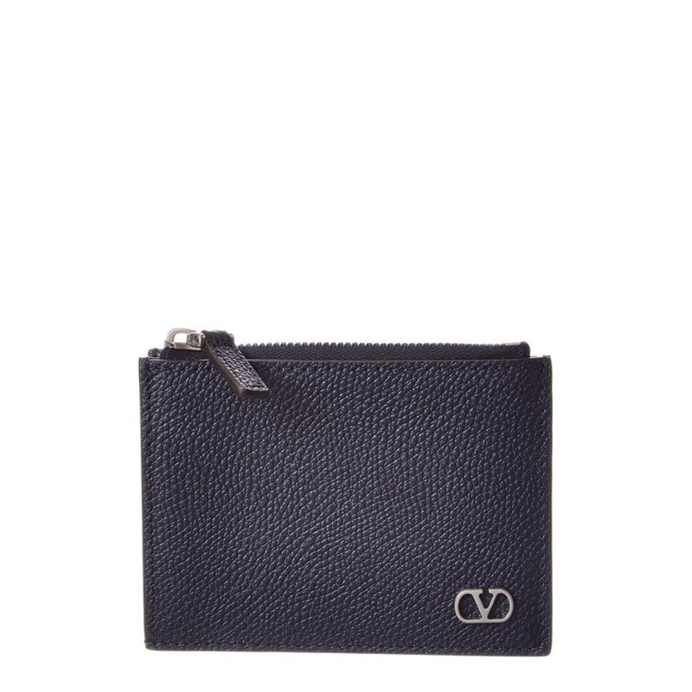 Valentino Vlogo Signature Leather Card Case, Blue